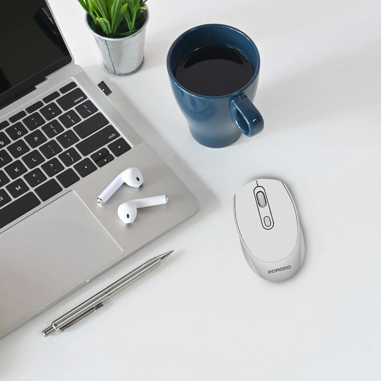 Porodo Wireless Mouse PDETK04WH - Bluetooth 5.4, White