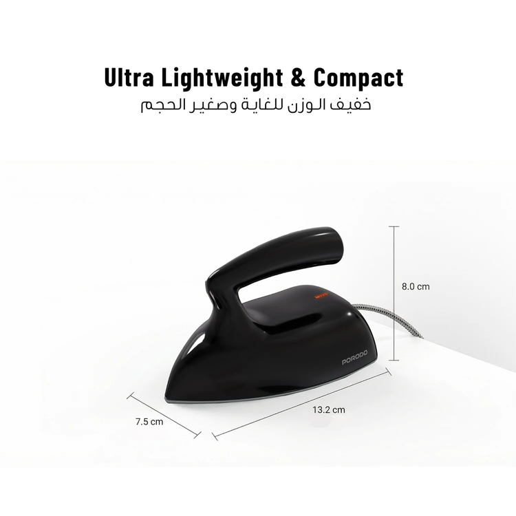 Porodo Ironix Mini Portable Iron Steamer PDLFST227SBK - Black