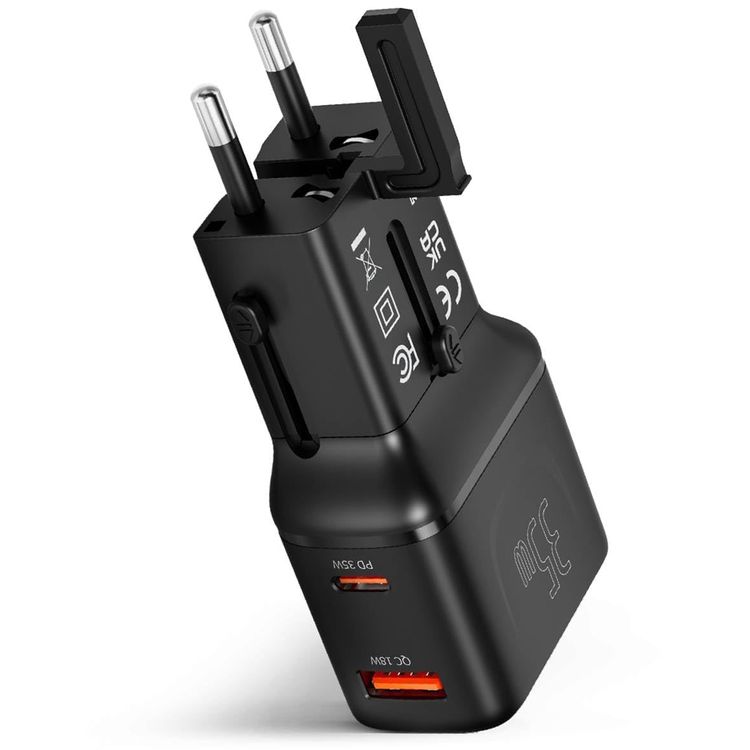 Porodo Wireless Charger PD-FWCH051-BK - Folding 4-Device, 8000mAh, 20W PD, Black