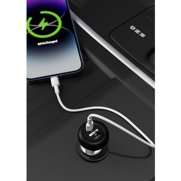 Powerology Car Charger Crystalline Series PCCSR011 - 35W Dual PD, Transparent