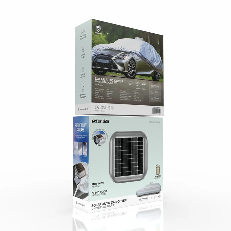 Green Lion Solar Auto Car Cover GNSOLAUCARGY - Universal, Grey