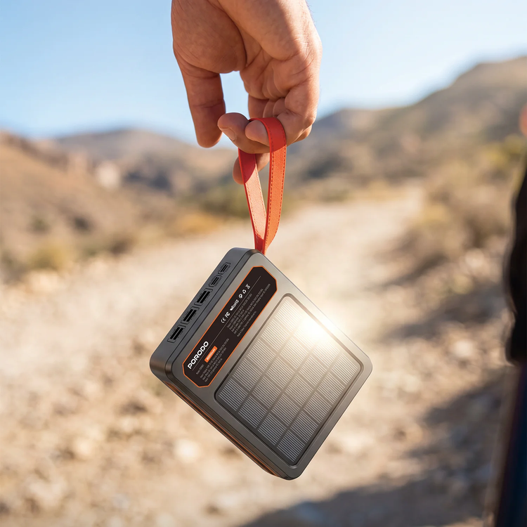 Porodo LAROS Solar Power Bank 80000mAh, PDPB80BK - Black