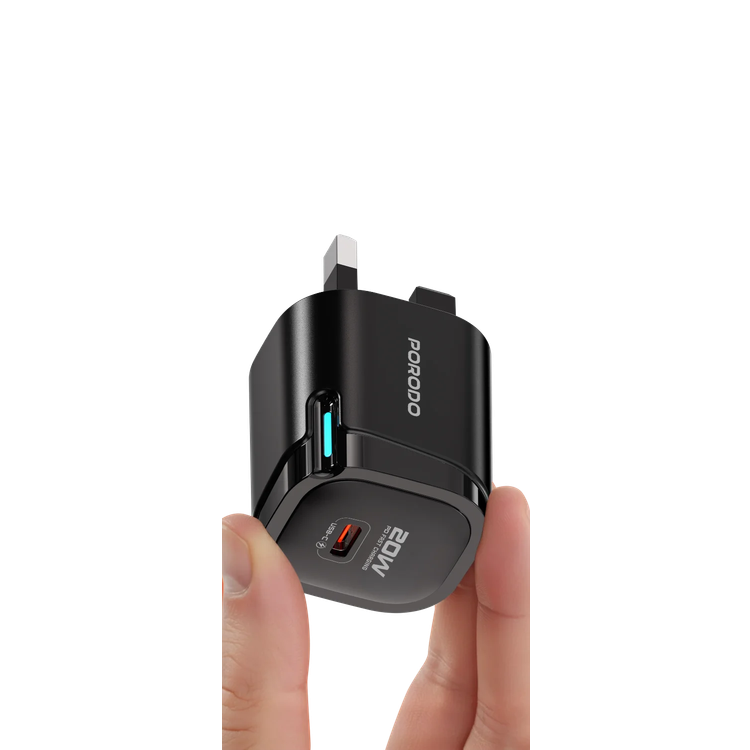 Porodo USB-C Wall Adapter PDFWCH112CCBK - 20W PD, Black