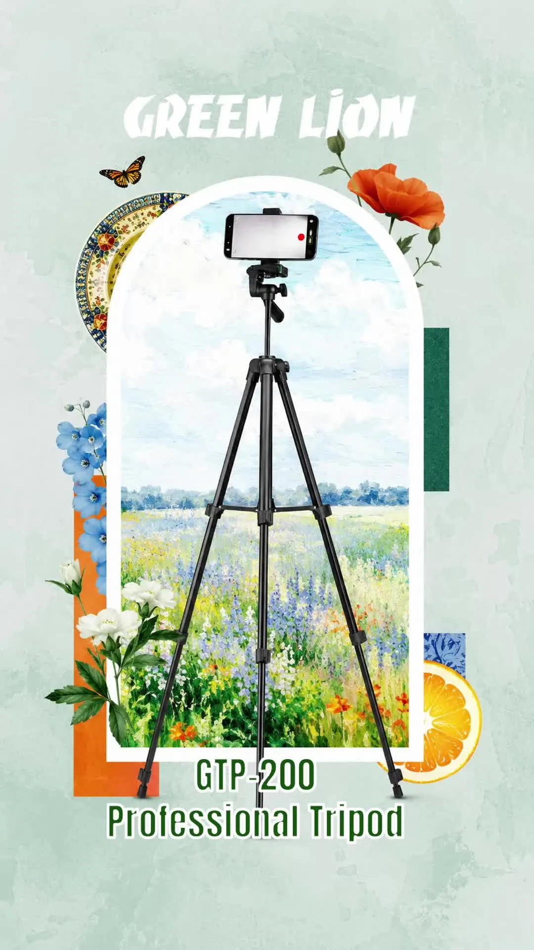 Green Lion Tripod GTP-200 - Aluminum, Bluetooth V5.0, Black