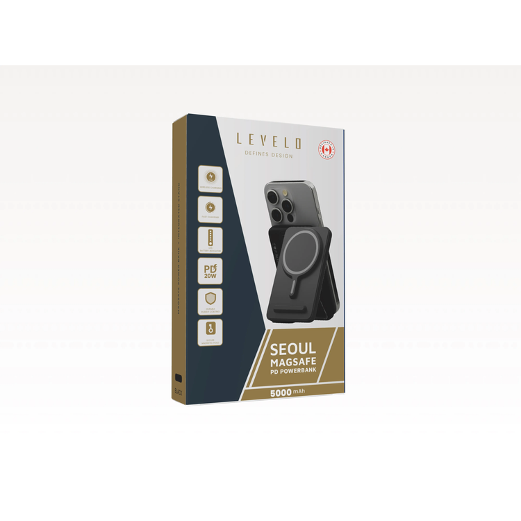LEVELO Power Bank Seoul LVLSM5PBBK - 5000mAh, 20W PD, Black