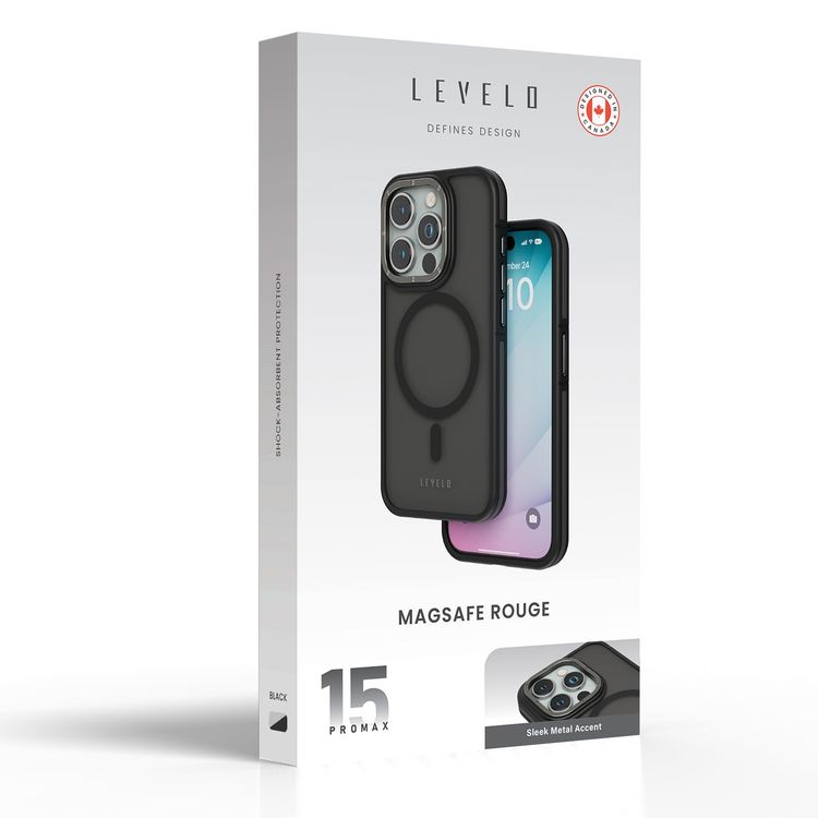 LEVELO Case iPhone 15 Pro Max - Rouge, Black