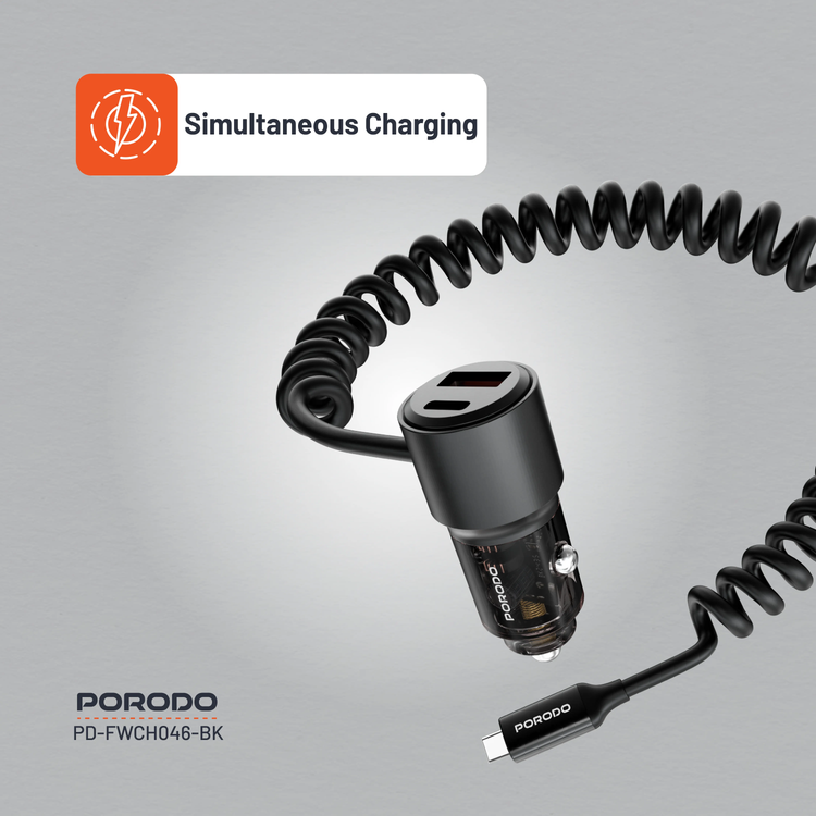 Porodo Car Charger PDFWCH046BK - 110W Transparent, Black