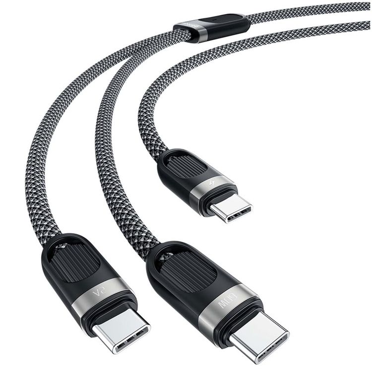 Porodo Charging Cable PD-CBL0018-BK - 2in1 Type-C, 60W, 1.2M, Black