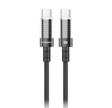 Porodo USB-C to USB-C Cable PD-CBL0026-BK - 60W PD, Braid...