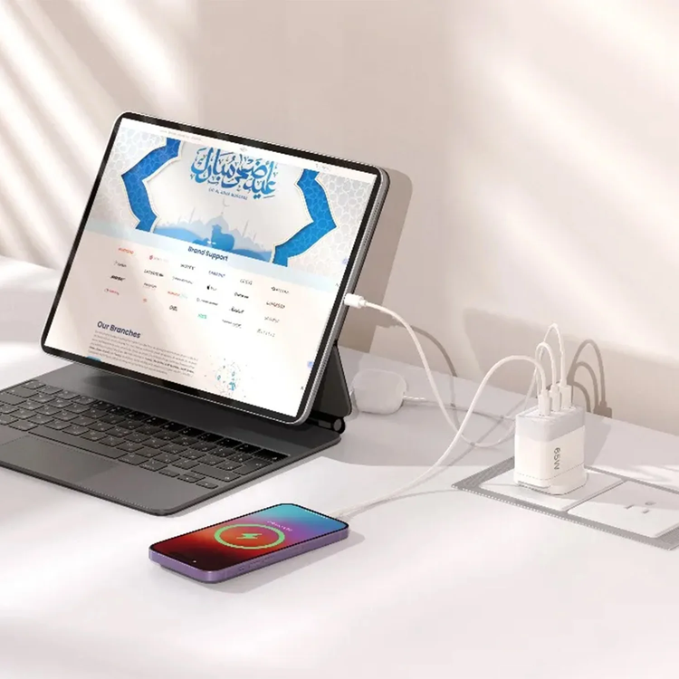Powerology Fast Charging Adapter Lunex Series PD 65W - White