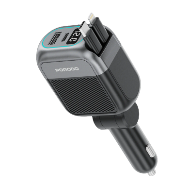 Porodo USB Car Charger PDCCR33BK - Multi-Port, Black