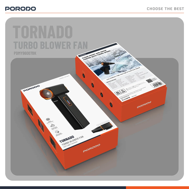 Porodo مروحة نفخ توربو PDMY96007BK - 70000 دورة في الدقيقة، أسود