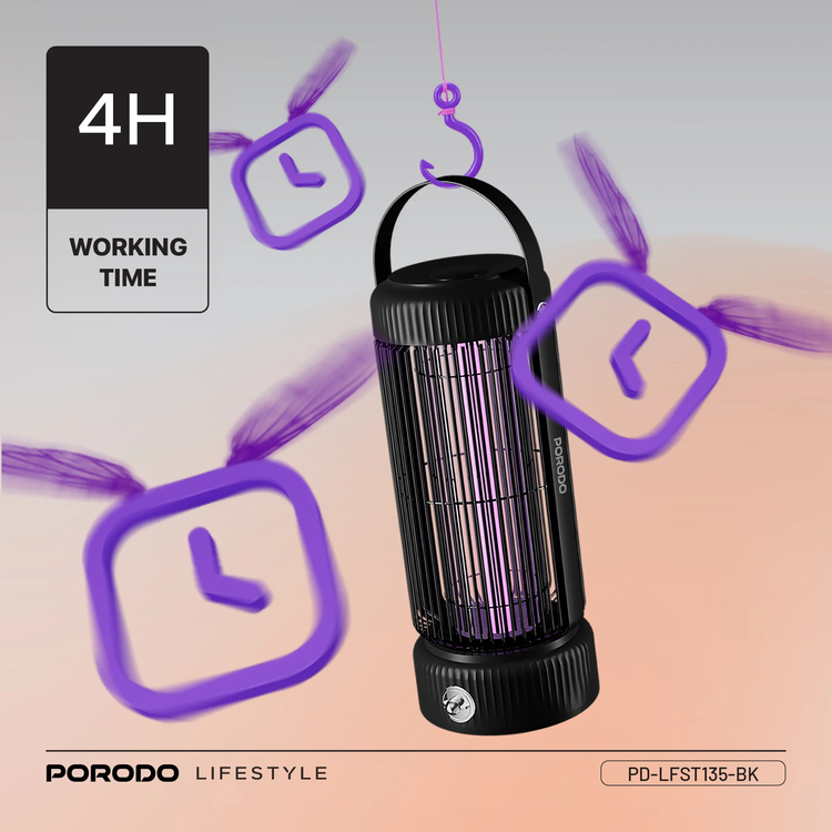 Porodo Mosquito Zapper PDLFST135BK - Portable, Black