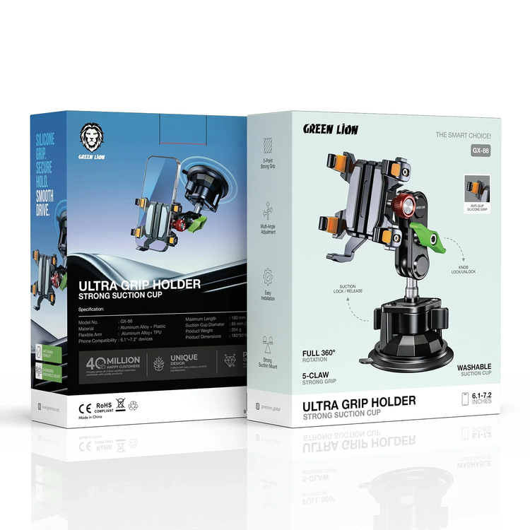 Green Lion حامل Ultra Grip GNULGRPHLDBK - قبضة قوية 5 مخالب، أسود