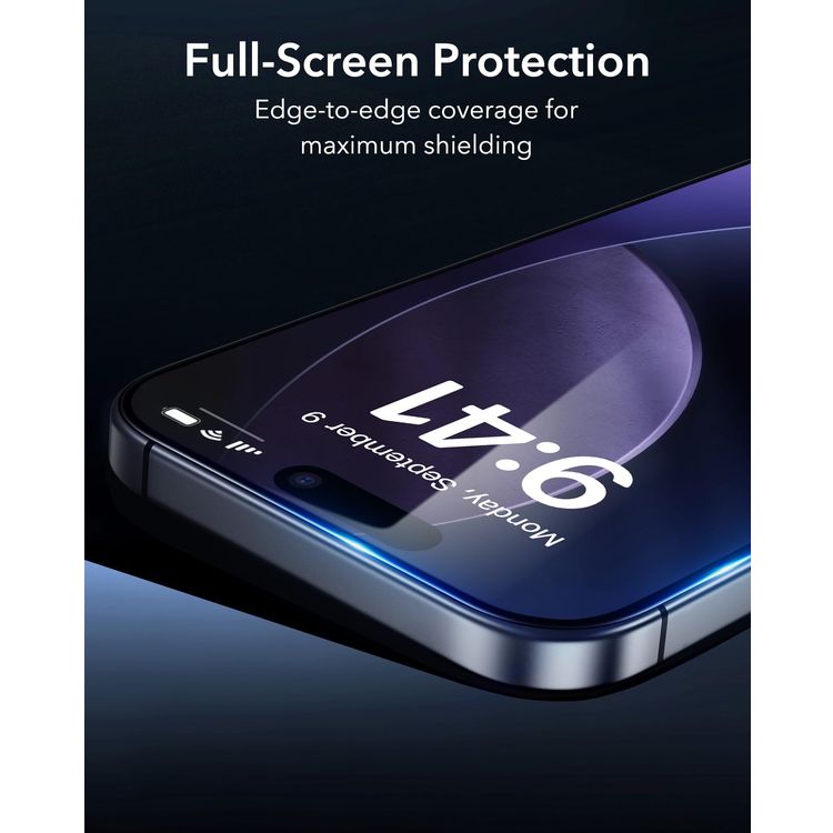 ESR Tempered Glass Screen Protector iPhone 17 Pro Max - 9H Hardness, Clear