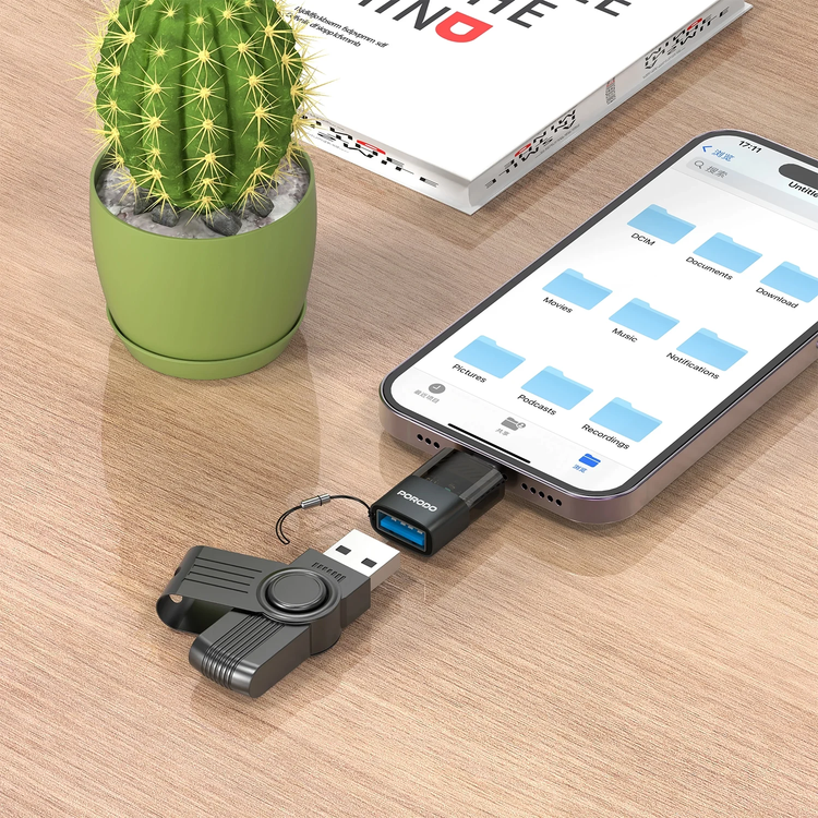 Porodo MiniLink USB-A to Lightning OTG Adapter PDATOL50 - Grey