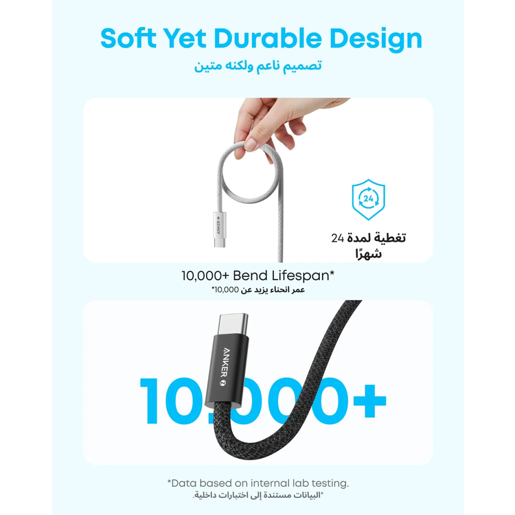 Anker USB-C to USB-C Cable A8060H21 - 240W Fast Charging, White