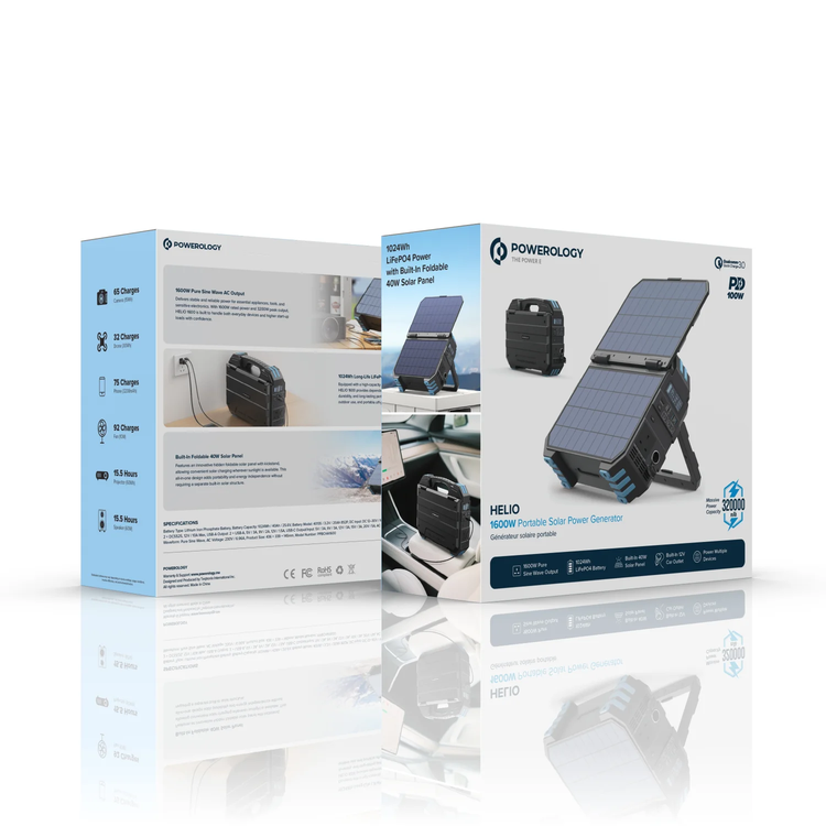 Powerology مولد طاقة شمسية محمول HELIO 1600W - أسود