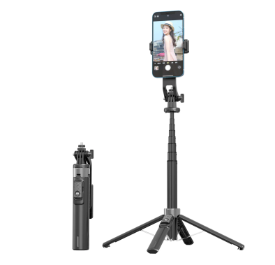 Porodo Selfie Stick PDSLSTLBK - Dual Lighting, Remote Shu...
