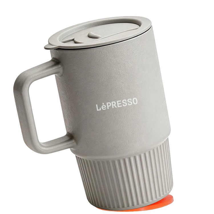 LePresso كوب خزفي بمصاصة LPCFFGSC0054GY - 400 مل، رمادي