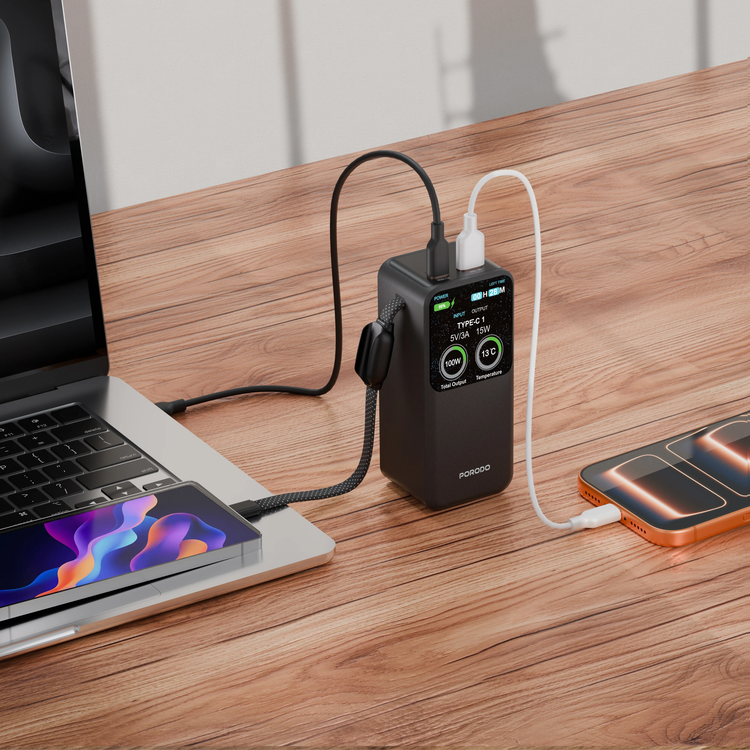 Porodo Power Bank POLO II - 20000mAh 100W USB-C, Black