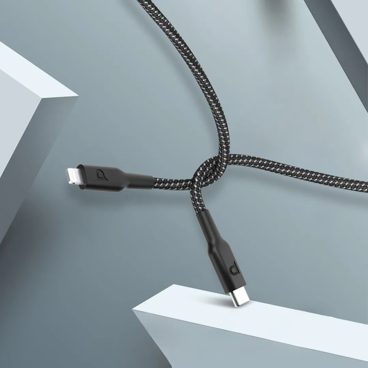 Powerology USB-C to Lightning Cable PCAB006BK - Braided 30cm, Black