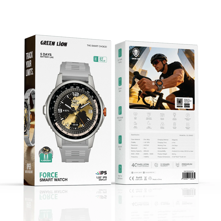 Green Lion Smart Watch GNFORCSW67SL - 1.52" IPS, Silver