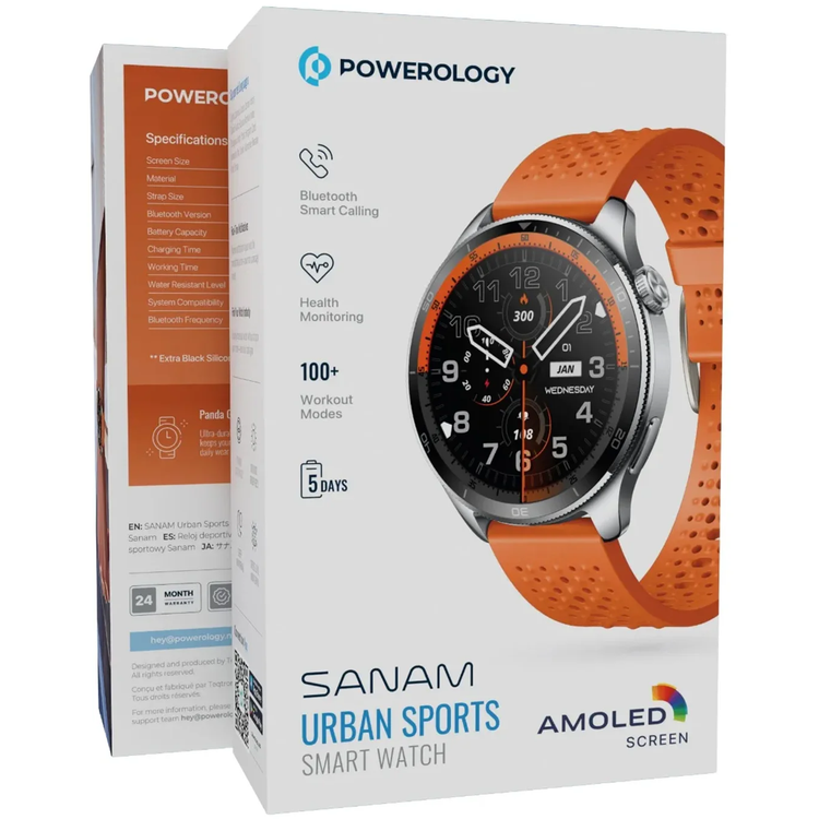 Powerology ساعة ذكية Sanam Urban PSWBTKW290OG - برتقالي