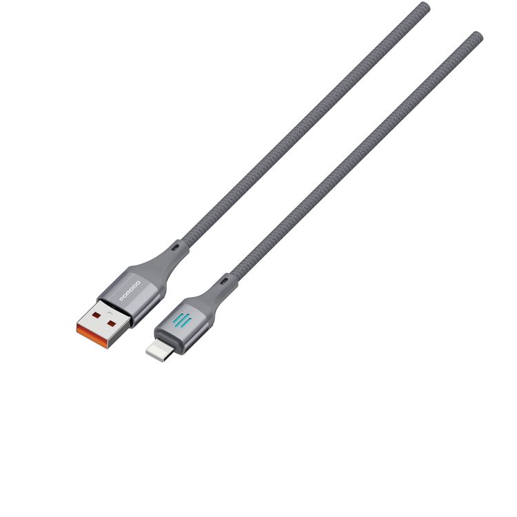 Porodo USB-A to Lightning Cable PDDC97GY - 3A Fast Charging, Grey