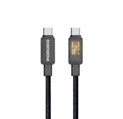 Porodo USB-C Cable PDCBL0032BK - 100W PD, LED Flow Light,...