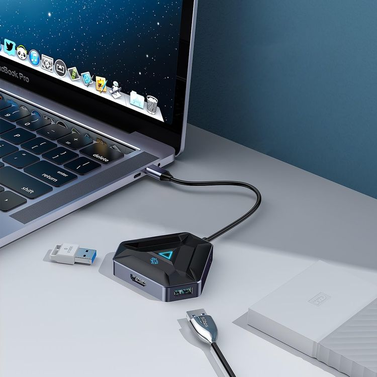 Porodo USB-C Hub PDX529 - 6-in-1 4K HDMI, 100W PD, Black