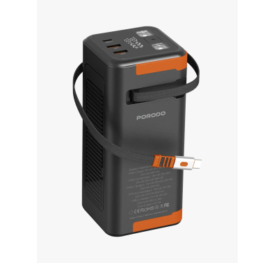 Porodo Power Bank PDPBFCH093BK - 50000mAh, Retractable Ty...