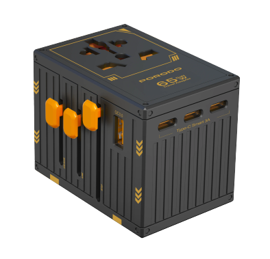 Porodo GaN Travel Charger PDFWCH038BK - 5-Port, Black
