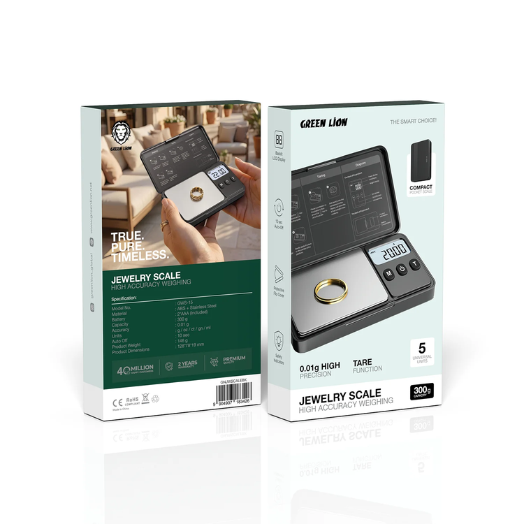 Green Lion ميزان مجوهرات GWS-15 - سعة 300 جرام، أسود
