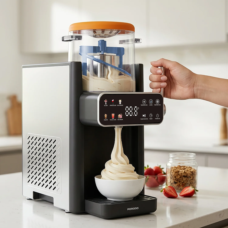 Porodo Frappé Ice Cream & Slushie Maker with 7 Modes, PDLFST2506BKOG - Black/Orange