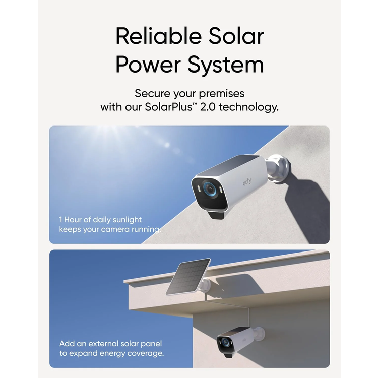 eufy Security eufyCam S3 Pro 4-Cam Kit - 4K Video, Solar, MaxColor Vision, Black+White