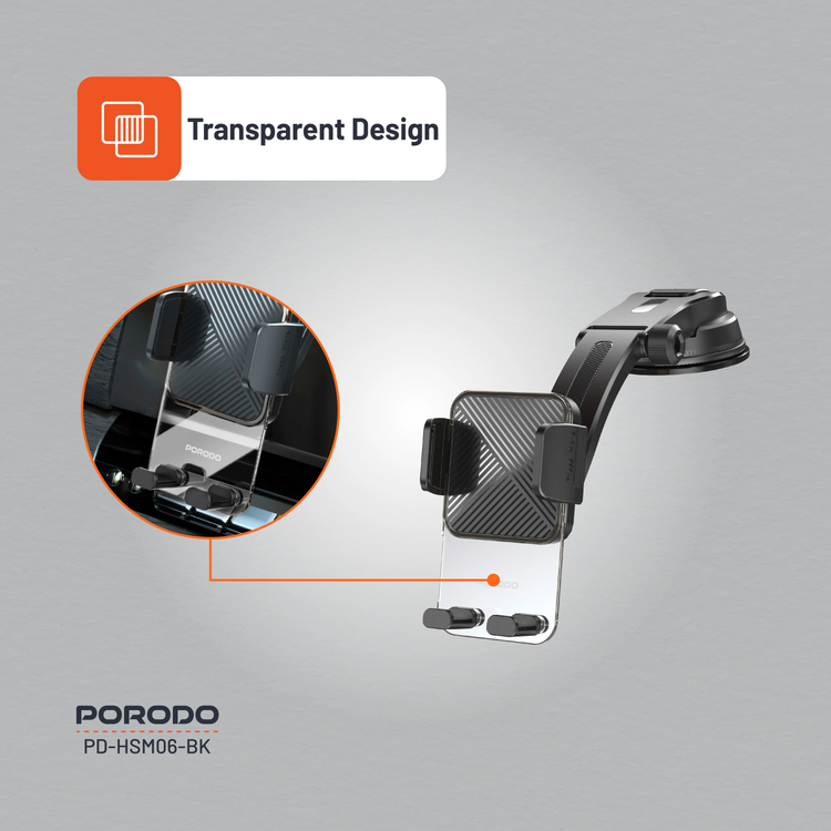 Porodo Phone Mount PD-HSM06-BK - Extended Base, Black