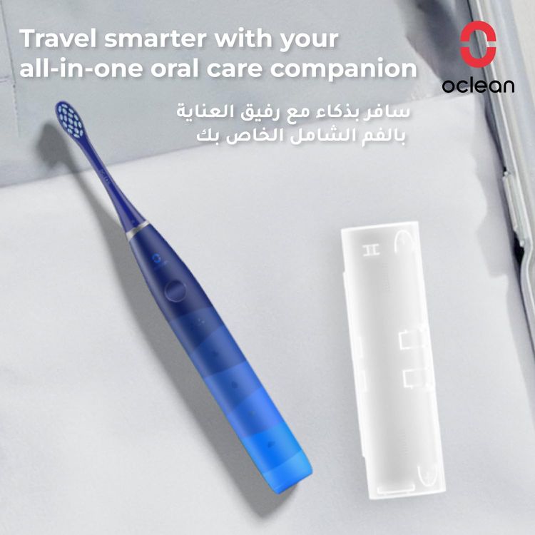 فرشاة أسنان كهربائية محمولة Oclean Flow TravelGo، مقاومة للماء بمعيار IPX7 - أزرق