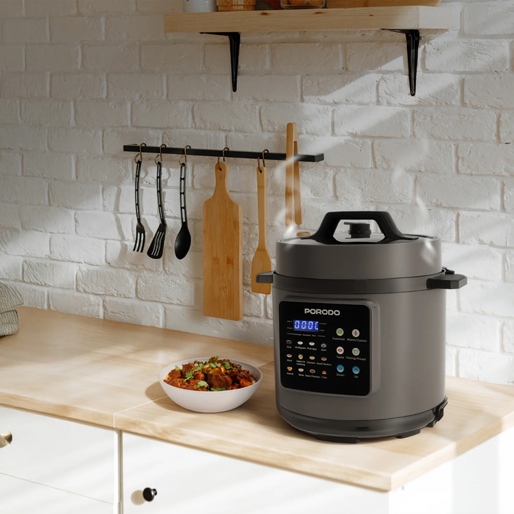 Porodo Pressure Cooker PDFLFSTA13GY - 1300W, 6L, Gray