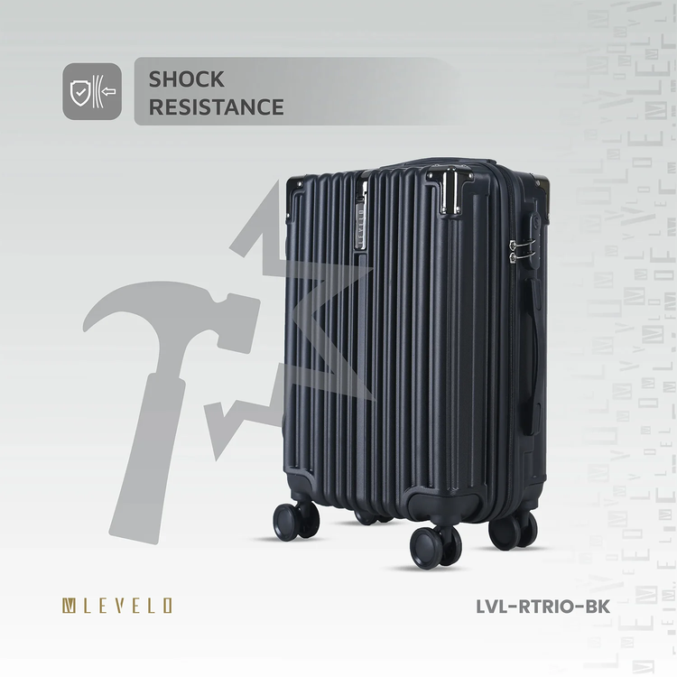 Levelo RoamTrio 3-Piece ABS Luggage & Suitcase Set - Black