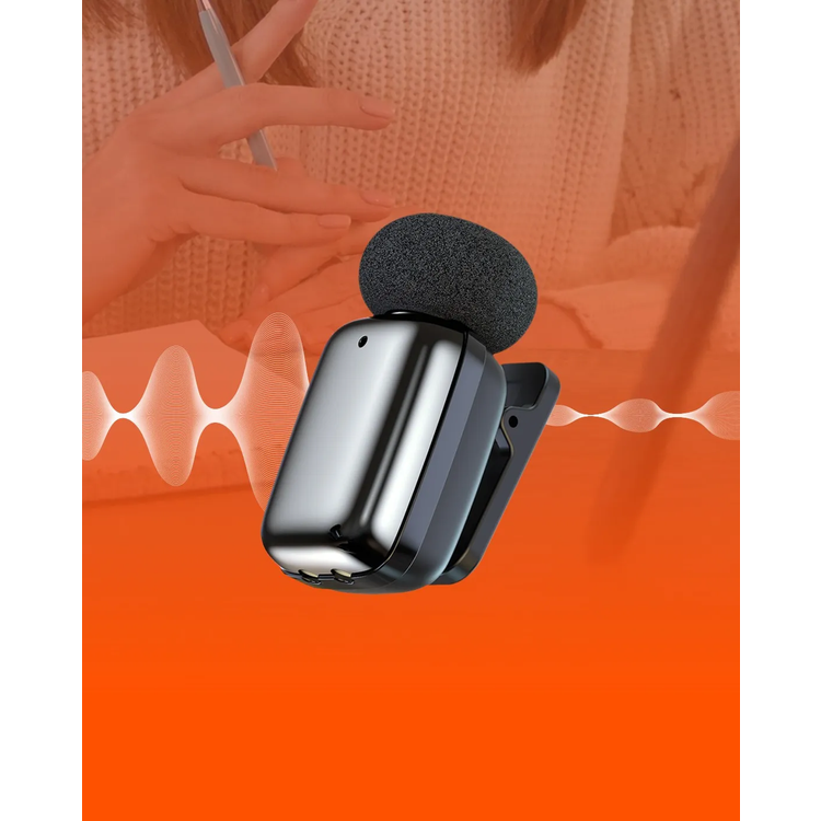 Porodo Wireless Lavalier Microphone PDLFST189BK - Lightning Connector, Black