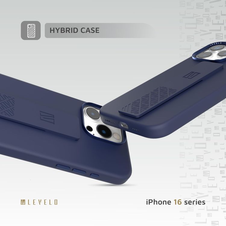 Levelo Silicone Case Morphix iPhone 16 Pro Max- Built-In Grip, Deep Blue