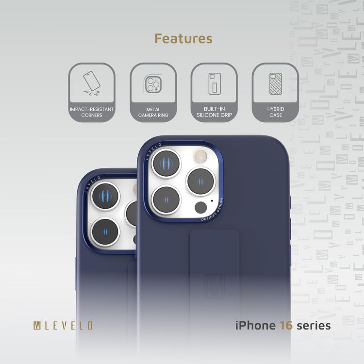 Levelo Silicone Case Morphix iPhone 16 Pro Max- Built-In Grip, Deep Blue