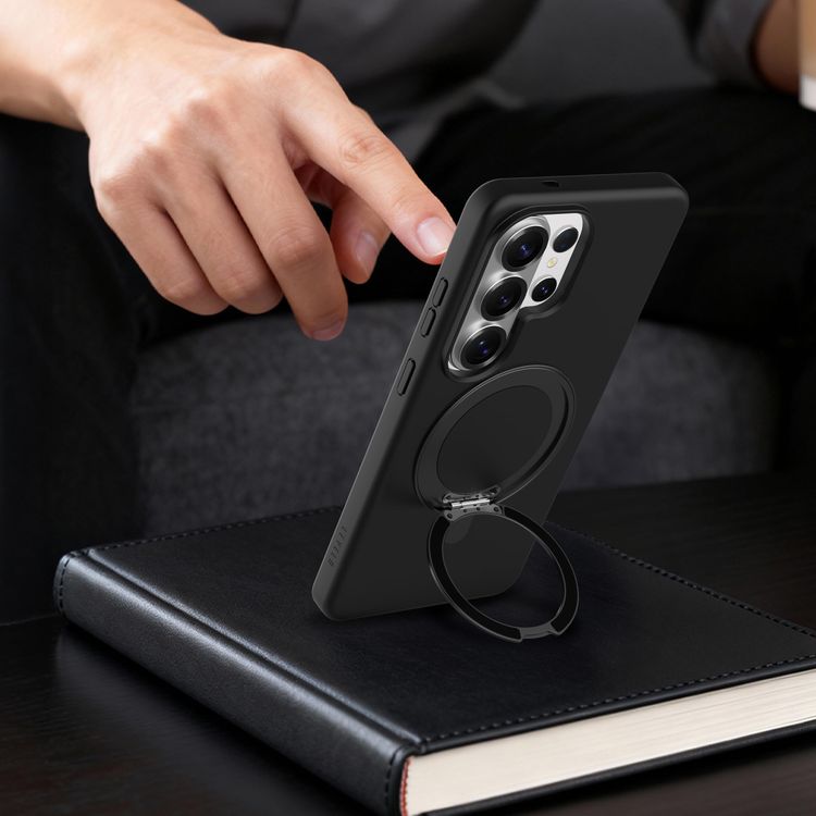 LEVELO Case Galaxy S26 Ultra - 360° Kickstand, Black