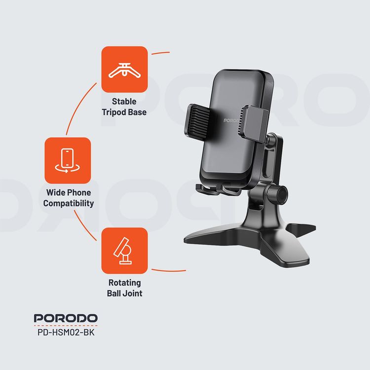 Porodo Magnetic Car Phone Stand PD-HSM01-GY - Dual Suction, MagSafe Compatible, Grey