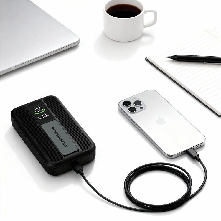 Powerology باور بانك VISION PPBCHA98BK - 10000mAh ماجسيف، أسود