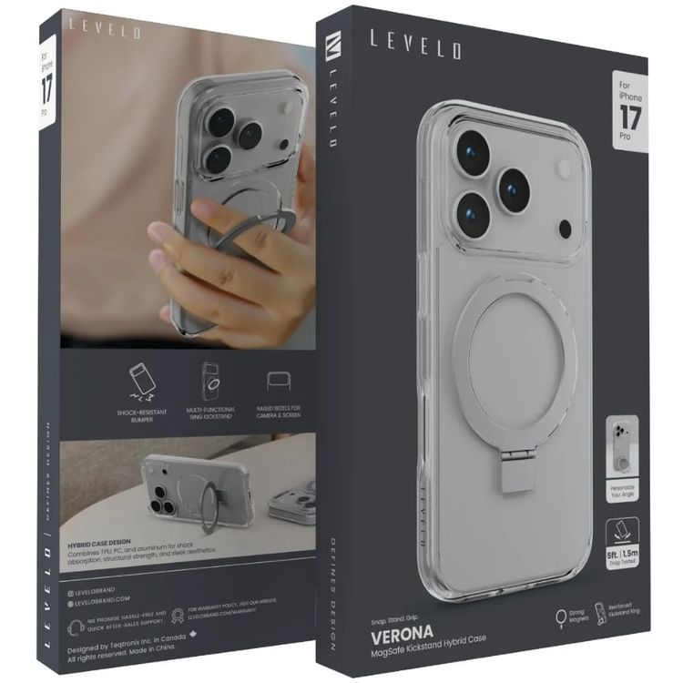 LEVELO iPhone 17 Pro Max Case Verona - MagSafe Compatible, Transparent