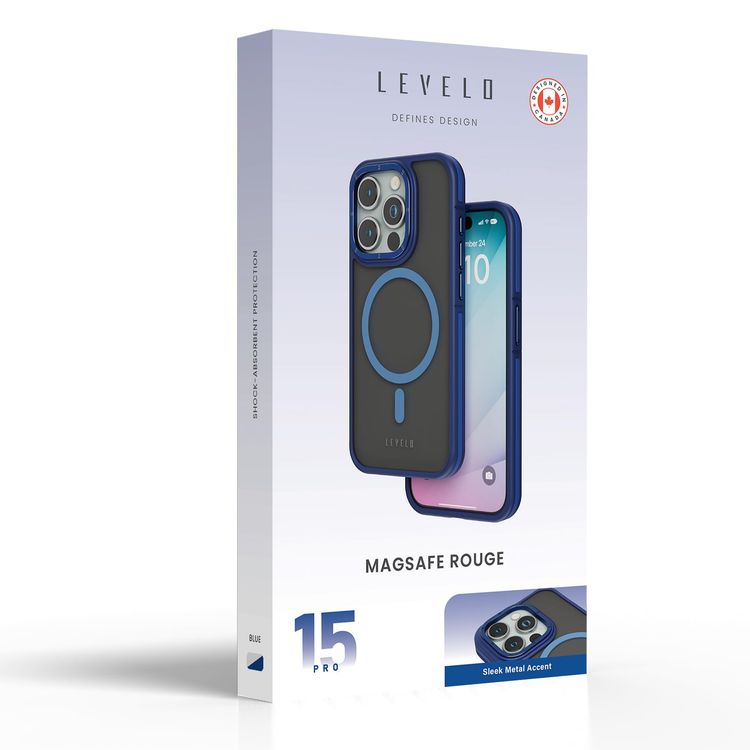 LEVELO Case iPhone 15 Pro - Rouge, Blue