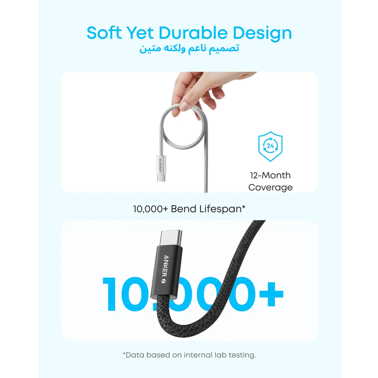 Anker USB-C to USB-C Cable A8060H22 - 240W Fast Charging, White