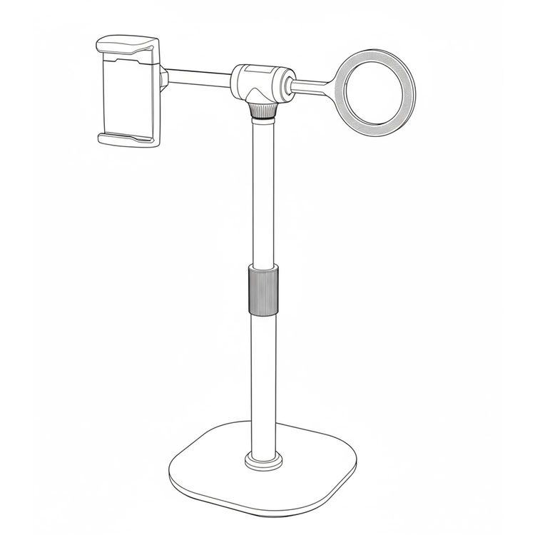 Porodo Dual Phone Holder PDTS18BBK - 360° Rotating, Magnetic Clip, Black